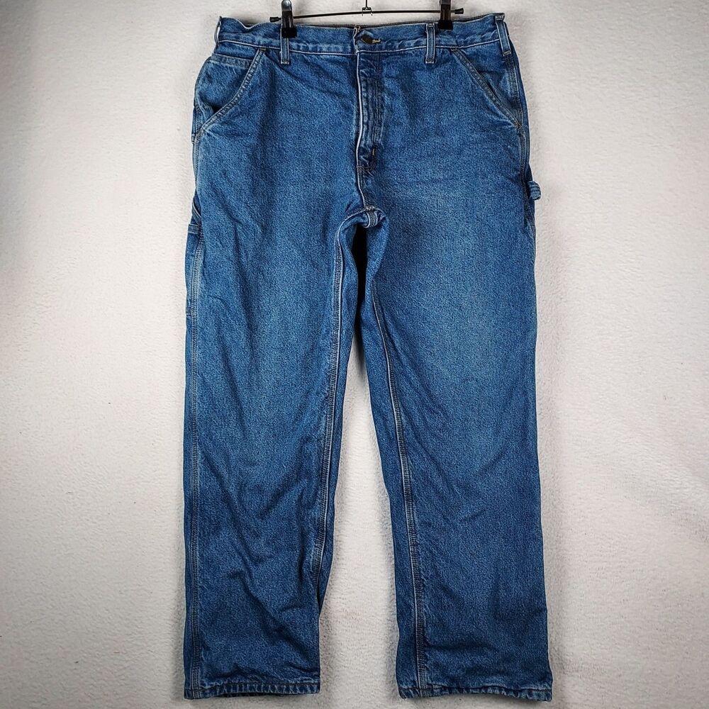 Carhartt Flannel Lined Carpenter Jeans 36x30 Mens Dungaree Fit Denim